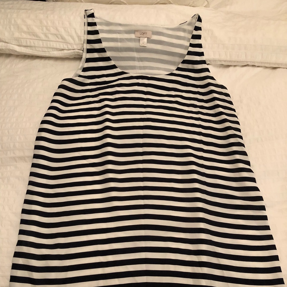 LOFT | Navy and White Sundress